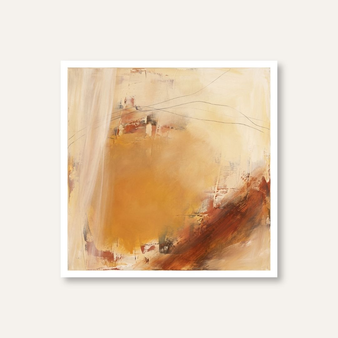 Haldi | Turmeric Ochre Tonal Abstract Wall Art 1 : 1 Square Premium Wall Art Canvas by MeriDeewar