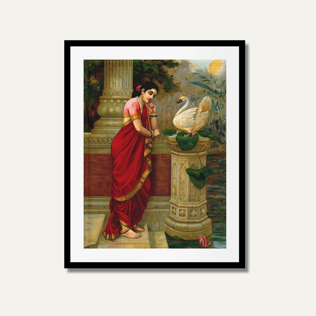 Hamsa damayanti By Raja Ravi Varma Painting - Meri Deewar 2 : 3 Vertical Premium Wall Art Canvas by MeriDeewar
