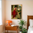 Hamsa Damayanti Raja Ravi Varma Painting for Living Room | Indian Classical Wall Art Print 2 : 3 Vertical Premium Wall Art Canvas by MeriDeewar