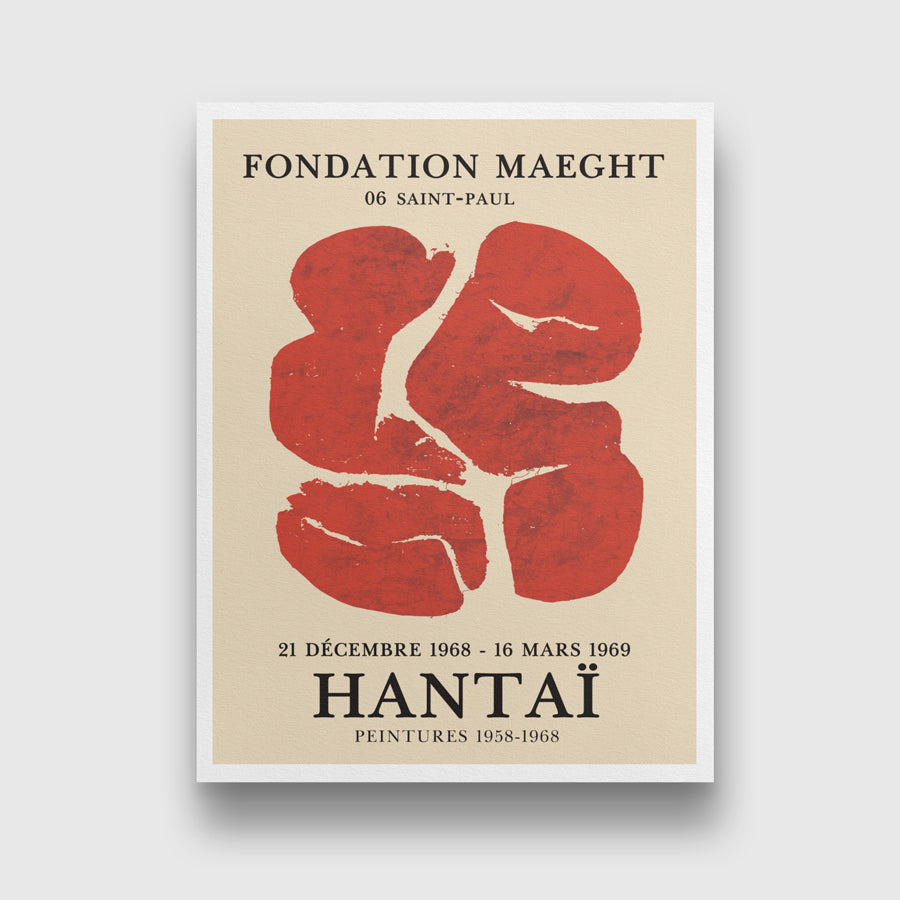 Hantai Exhibition Red Art Lithographic Art 3 : 4 Vertical New Premium Wall Art Canvas by MeriDeewar