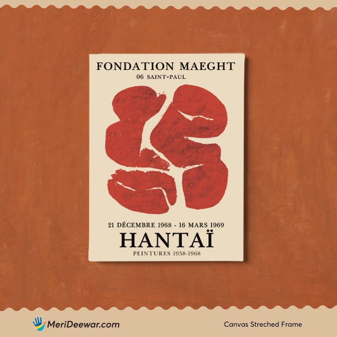 Hantai Exhibition Red Art Lithographic Art 3 : 4 Vertical New Premium Wall Art Canvas by MeriDeewar