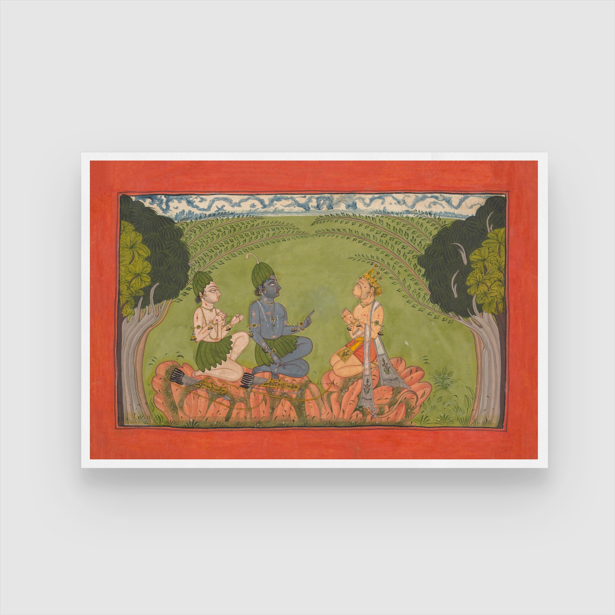 Hanuman Before Rama And Lakshmana Painting 2 : 3 Horizontal Premium Wall Art Canvas by MeriDeewar