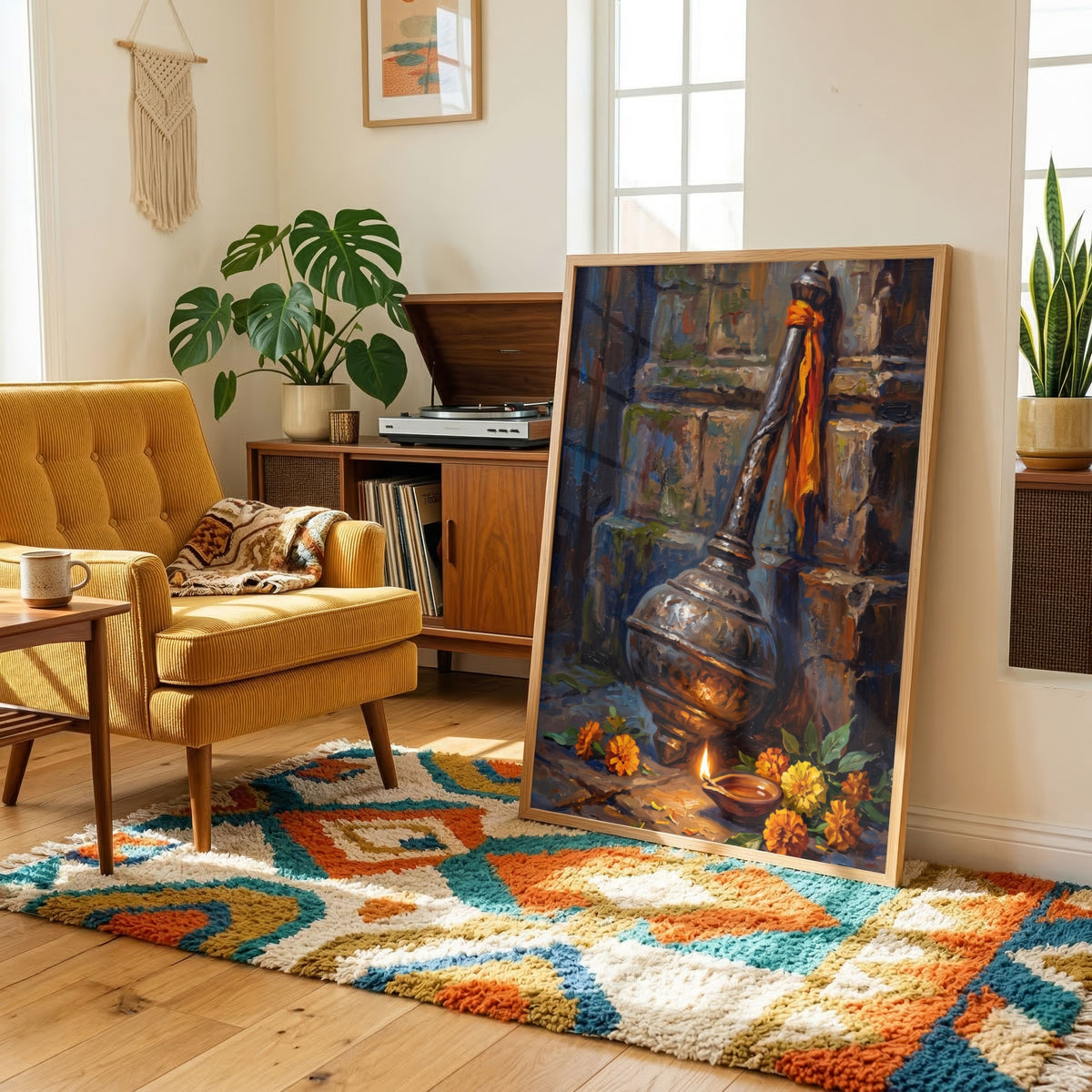 Hanuman Gada | Hindu Wall Art 2 : 3 Vertical Premium Wall Art Canvas by MeriDeewar