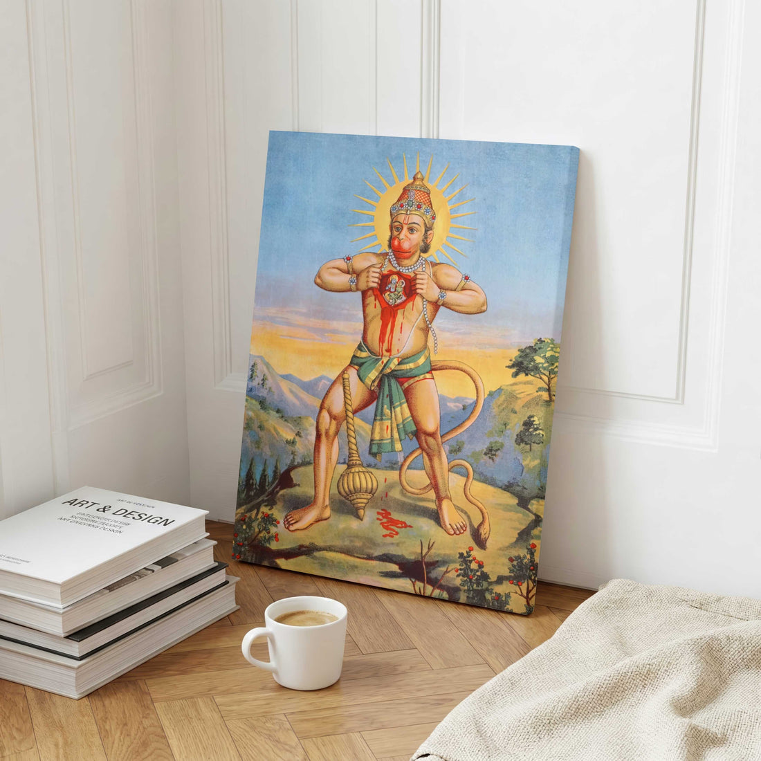 Hanuman Hriday Bidaran Painting – Raja Ravi Varma Ramayan Wall Art | MeriDeewar 3 : 4.2 Vertical Premium Wall Art Canvas by MeriDeewar