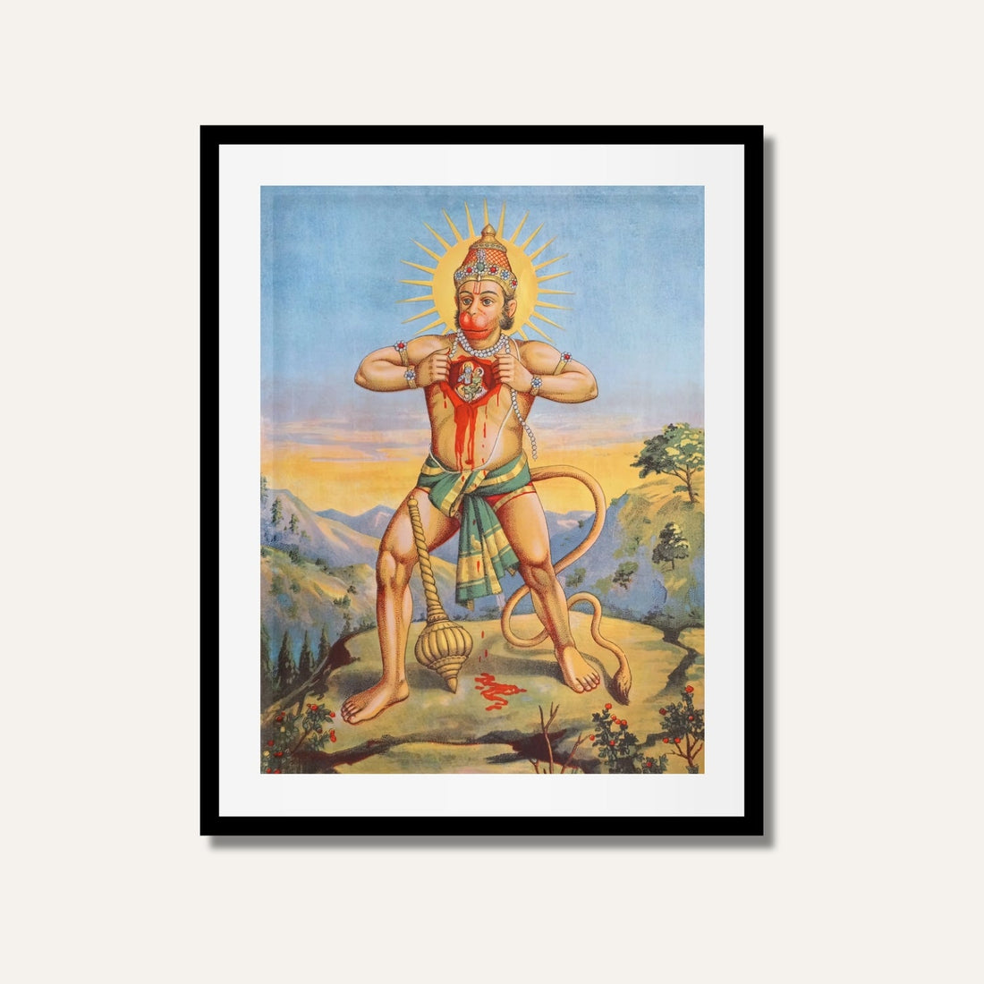 Hanuman Hriday Bidaran Painting – Raja Ravi Varma Ramayan Wall Art | MeriDeewar 3 : 4.2 Vertical Premium Wall Art Canvas by MeriDeewar