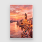 Har Ki Pauri Haridwar Sunset Wall Art | Vertical Watercolor Print 2 : 3 Vertical Premium Wall Art Canvas by MeriDeewar