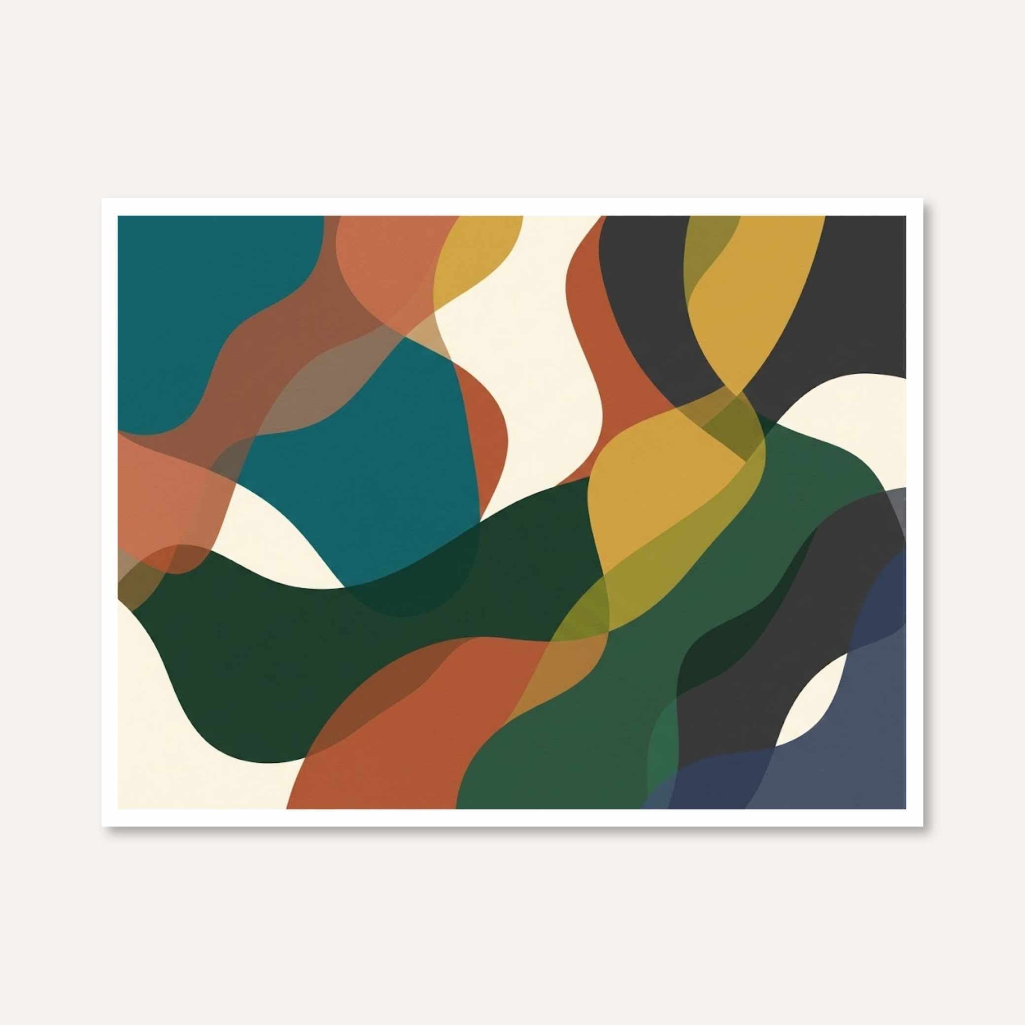 "Harmonic Waves" Mid-Century Modern Abstract Giclée Print Wall Art 3 : 4 Horizontal New Premium Wall Art Canvas by MeriDeewar