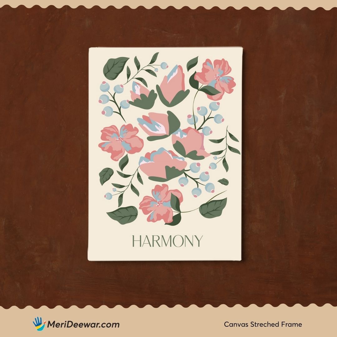 Harmony Floral Artwork 3 : 4 Vertical New Premium Wall Art Canvas by MeriDeewar
