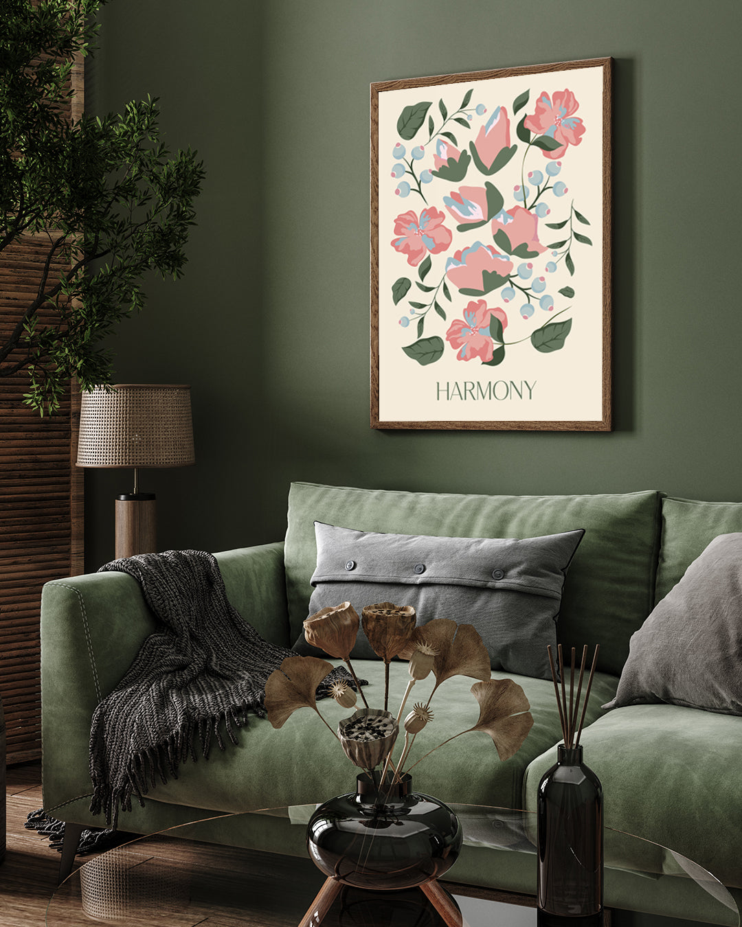 Harmony Floral Artwork 3 : 4 Vertical New Premium Wall Art Canvas by MeriDeewar