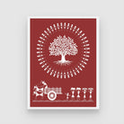 Harmony in Warli: Rural Bliss & Tree of Life Art 3 : 4 Vertical New Premium Wall Art Canvas by MeriDeewar