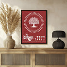 Harmony in Warli: Rural Bliss & Tree of Life Art 3 : 4 Vertical New Premium Wall Art Canvas by MeriDeewar