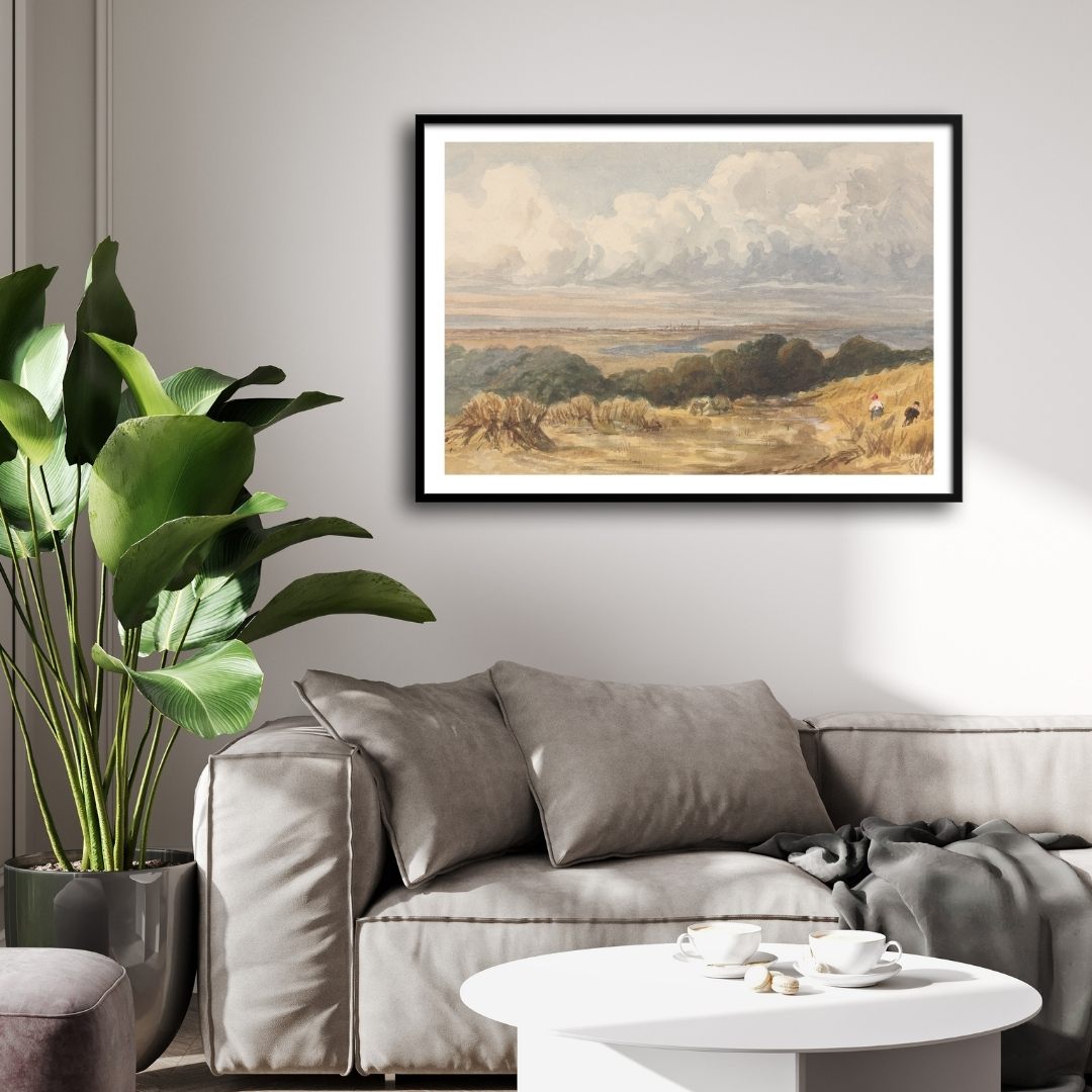 Harvest Horizon – Golden Fields Landscape Canvas 2 : 3 Horizontal Premium Wall Art Canvas by MeriDeewar