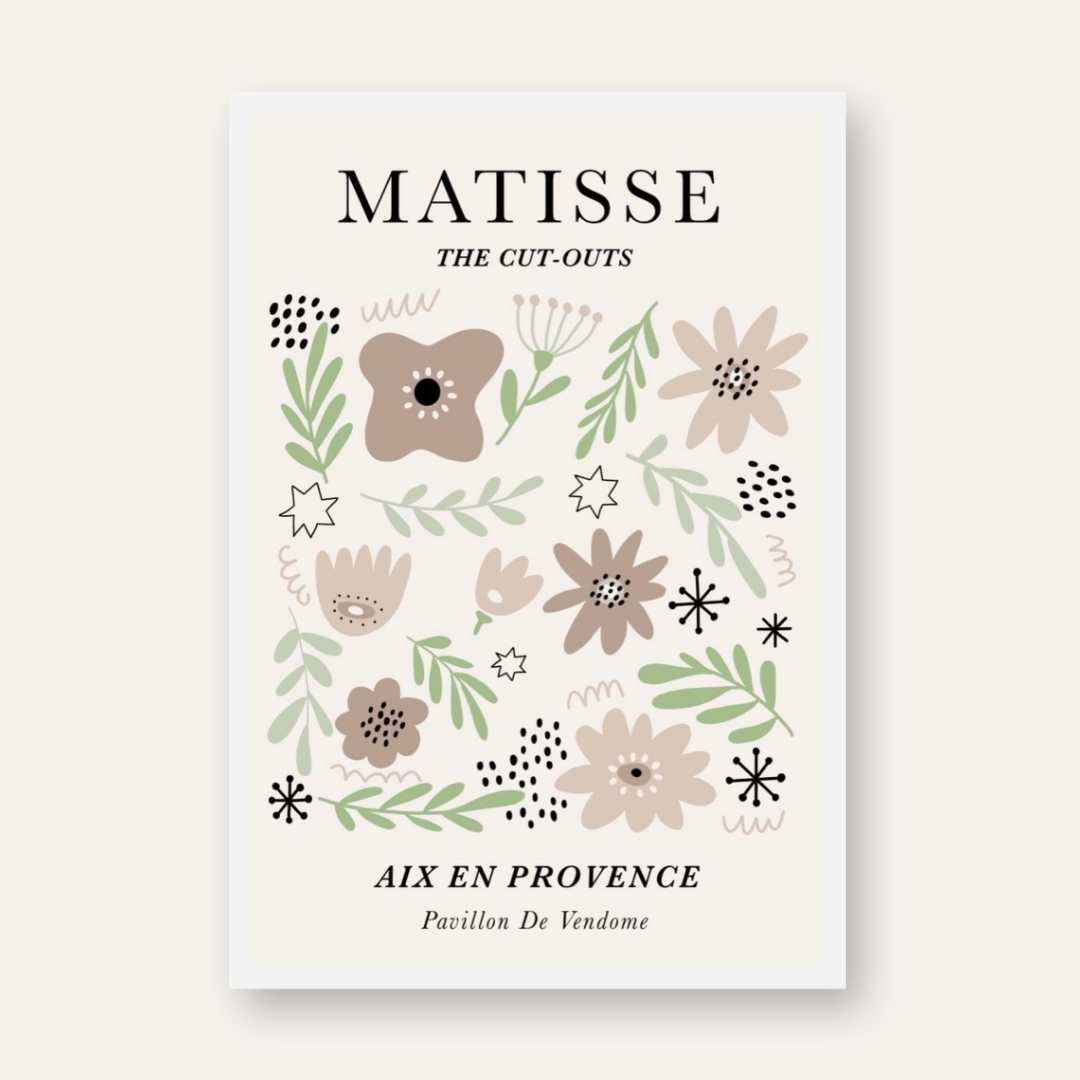 Henri Matisse "Aix En Provence" Pavillon De Vendome Exhibition Poster | Vertical Retro White Framed Wall Art 2 : 3 Vertical Premium Wall Art Canvas by MeriDeewar