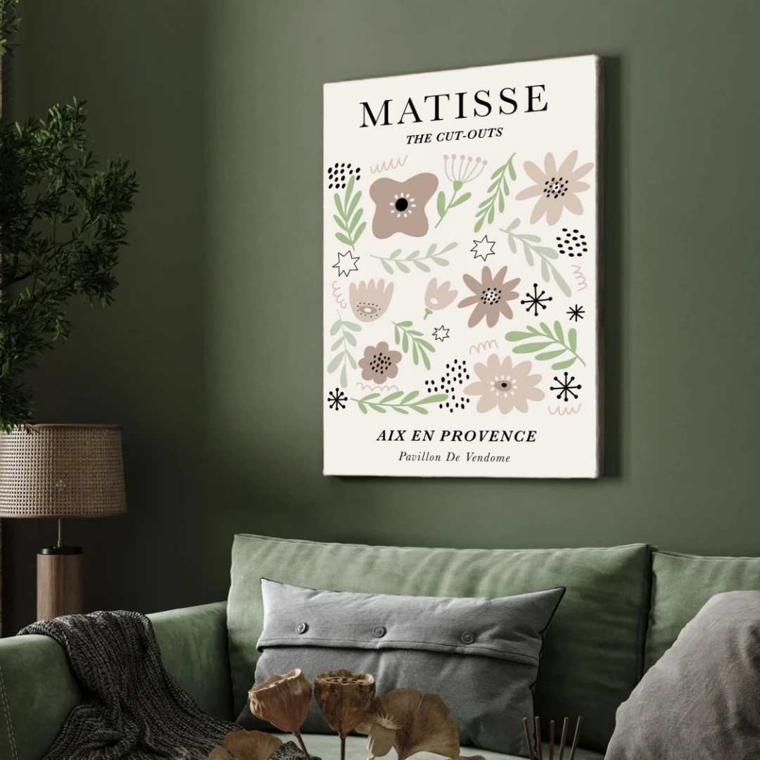 Henri Matisse "Aix En Provence" Pavillon De Vendome Exhibition Poster | Vertical Retro White Framed Wall Art 2 : 3 Vertical Premium Wall Art Canvas by MeriDeewar