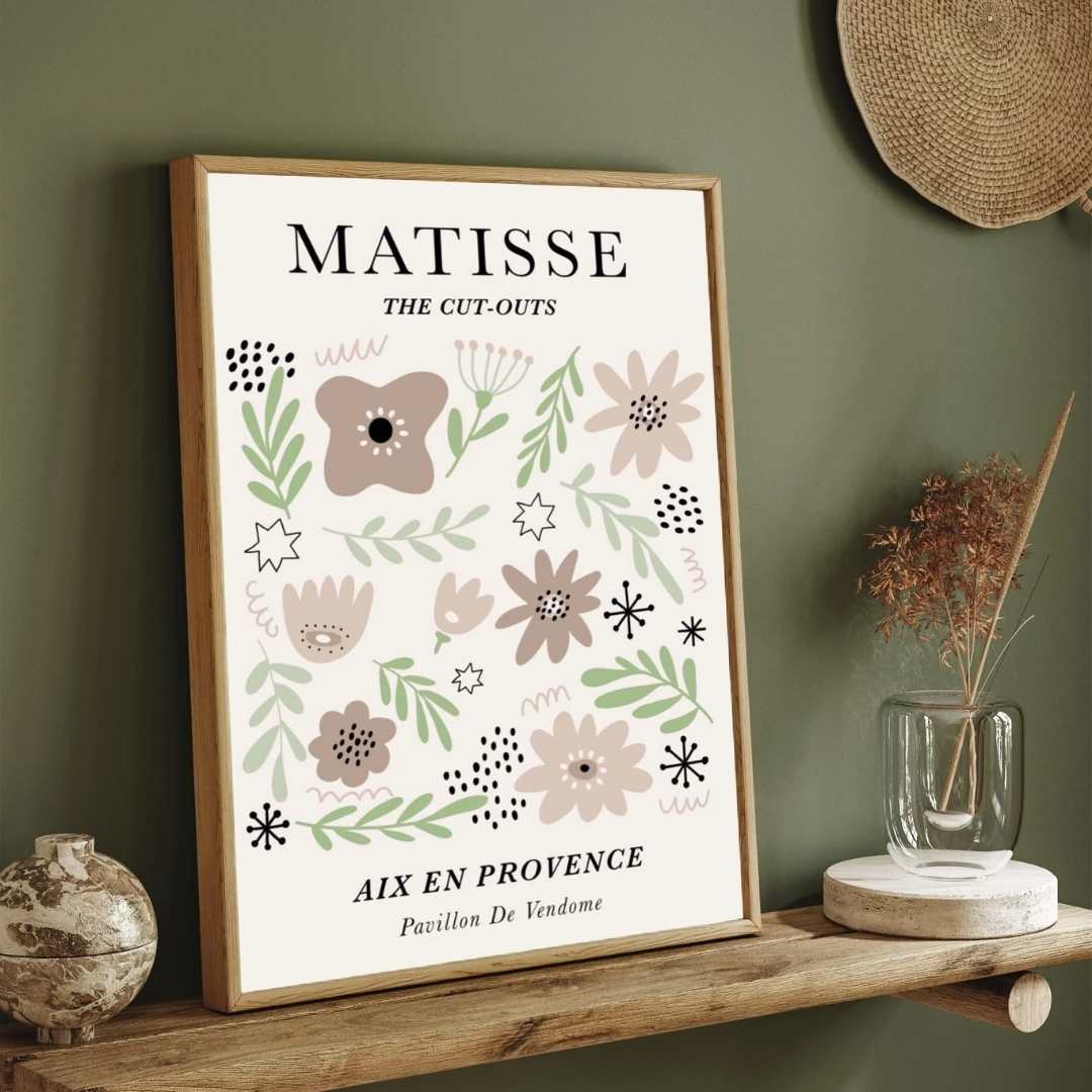 Henri Matisse "Aix En Provence" Pavillon De Vendome Exhibition Poster | Vertical Retro White Framed Wall Art 2 : 3 Vertical Premium Wall Art Canvas by MeriDeewar