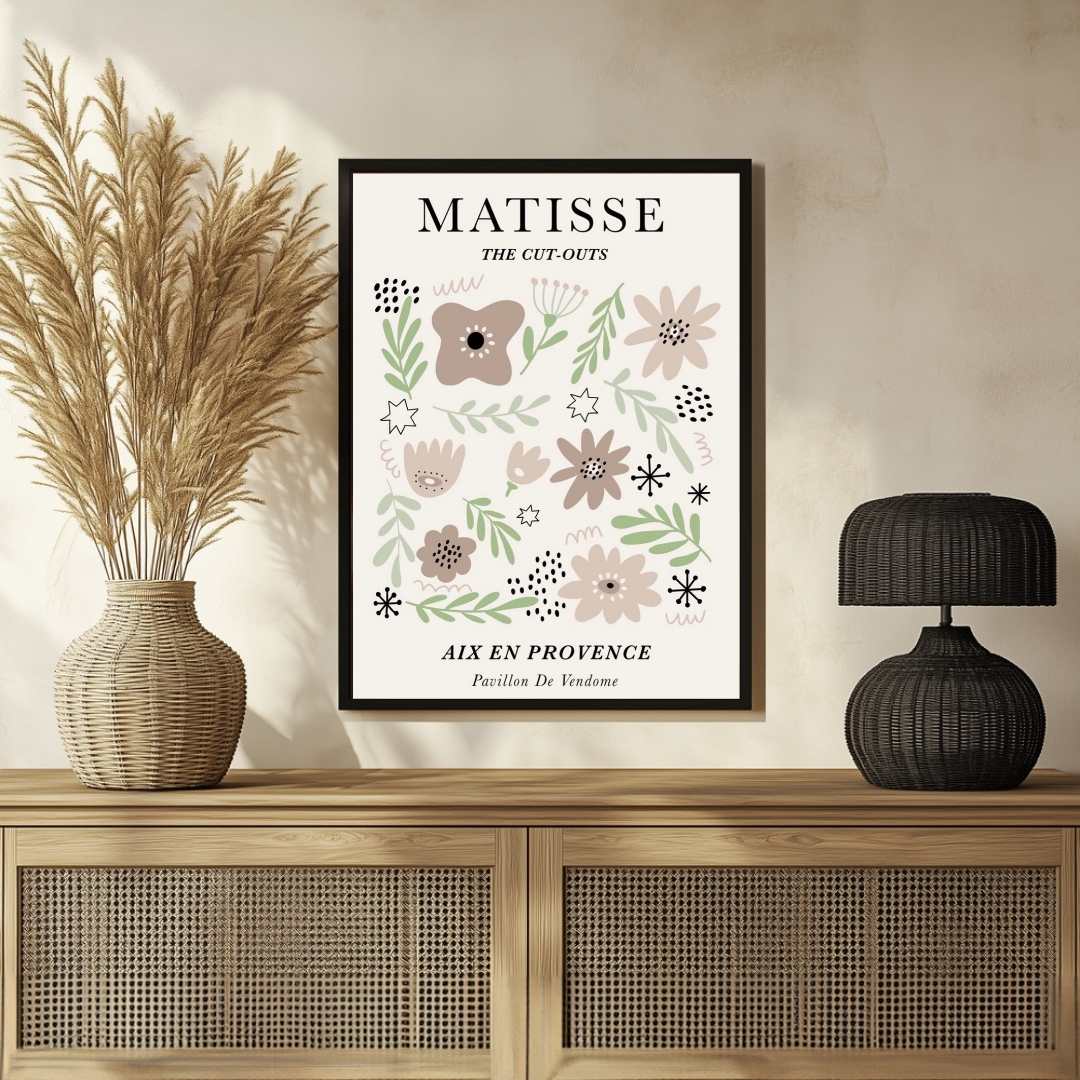 Henri Matisse "Aix En Provence" Pavillon De Vendome Exhibition Poster | Vertical Retro White Framed Wall Art 2 : 3 Vertical Premium Wall Art Canvas by MeriDeewar