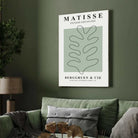 Henri Matisse "Berggruen & Cie" Sage Green Oak Leaf Exhibition Poster | Vertical Retro White Framed Wall Art 2 : 3 Vertical Premium Wall Art Canvas by MeriDeewar