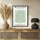Henri Matisse "Berggruen & Cie" Sage Green Oak Leaf Exhibition Poster | Vertical Retro White Framed Wall Art 2 : 3 Vertical Premium Wall Art Canvas by MeriDeewar