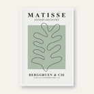 Henri Matisse "Berggruen & Cie" Sage Green Oak Leaf Exhibition Poster | Vertical Retro White Framed Wall Art 2 : 3 Vertical Premium Wall Art Canvas by MeriDeewar