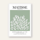 Henri Matisse "La Gerbe" Berggruen & Cie Sage Green Exhibition Poster | Vertical Retro White Framed Wall Art 2 : 3 Vertical Premium Wall Art Canvas by MeriDeewar