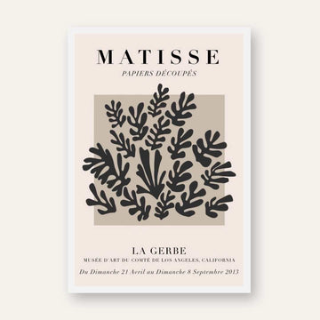 Henri Matisse "La Gerbe" Papiers Découpés Exhibition Poster | Vertical Retro White Framed Wall Art 2 : 3 Vertical Premium Wall Art Canvas by MeriDeewar