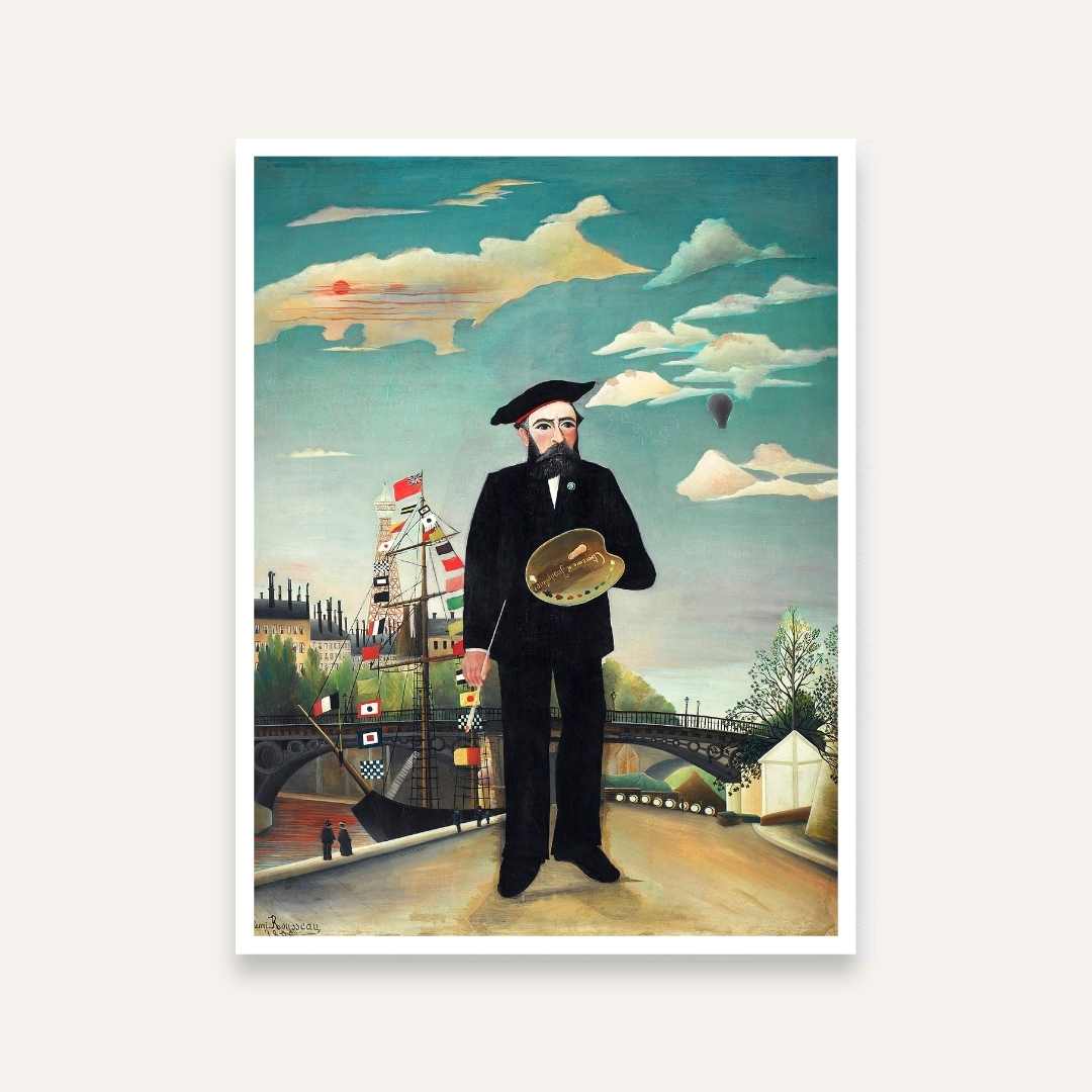 Henri Rousseau Self Portrait Painting for Living Room | European Art Wall Decor India 4 :5 Vertical Premium Wall Art Canvas by MeriDeewar