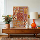"Heritage Ajrakh Patchwork" Traditional Block Print Giclée Print | Fine Art Wall Art 3 : 4 Vertical Premium Wall Art Canvas by MeriDeewar