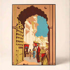 "Heritage Architectural Archway" Indian Street Scene Art Poster | Vertical Borderless Art Frame Poster Premium Wall Art Canvas by MeriDeewar