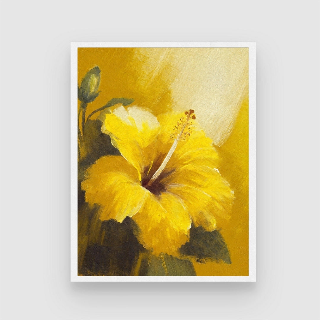 Hibiscus Flower Abstract Art – Vibrant Wall Decor 3 : 4 Vertical New Premium Wall Art Canvas by MeriDeewar