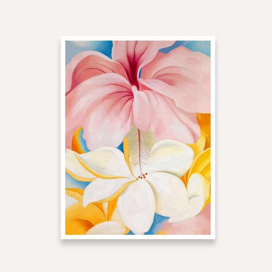 Hibiscus Flower Painting for Living Room | Pink Floral Wall Art | Giclée Print 3 : 4 Vertical Premium Wall Art Canvas by MeriDeewar