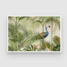 Hidden Peacock Canopy — Tropical Peacock Canvas 2 : 3 Horizontal Premium Wall Art Canvas by MeriDeewar
