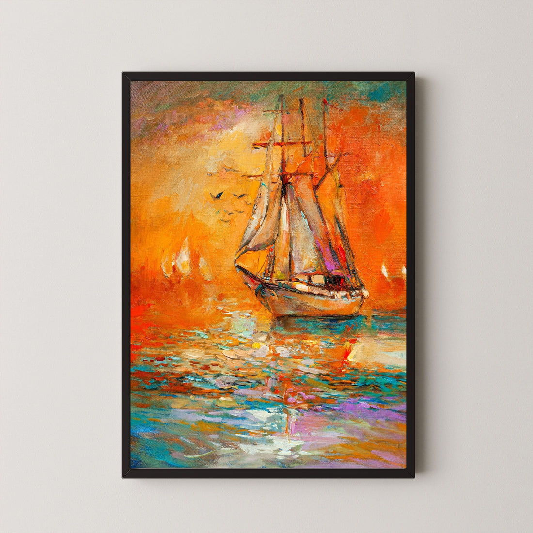 Historical Maritime Art - Ship & Sea Canvas Painting 3 : 4 Vertical New Premium Wall Art Canvas by MeriDeewar