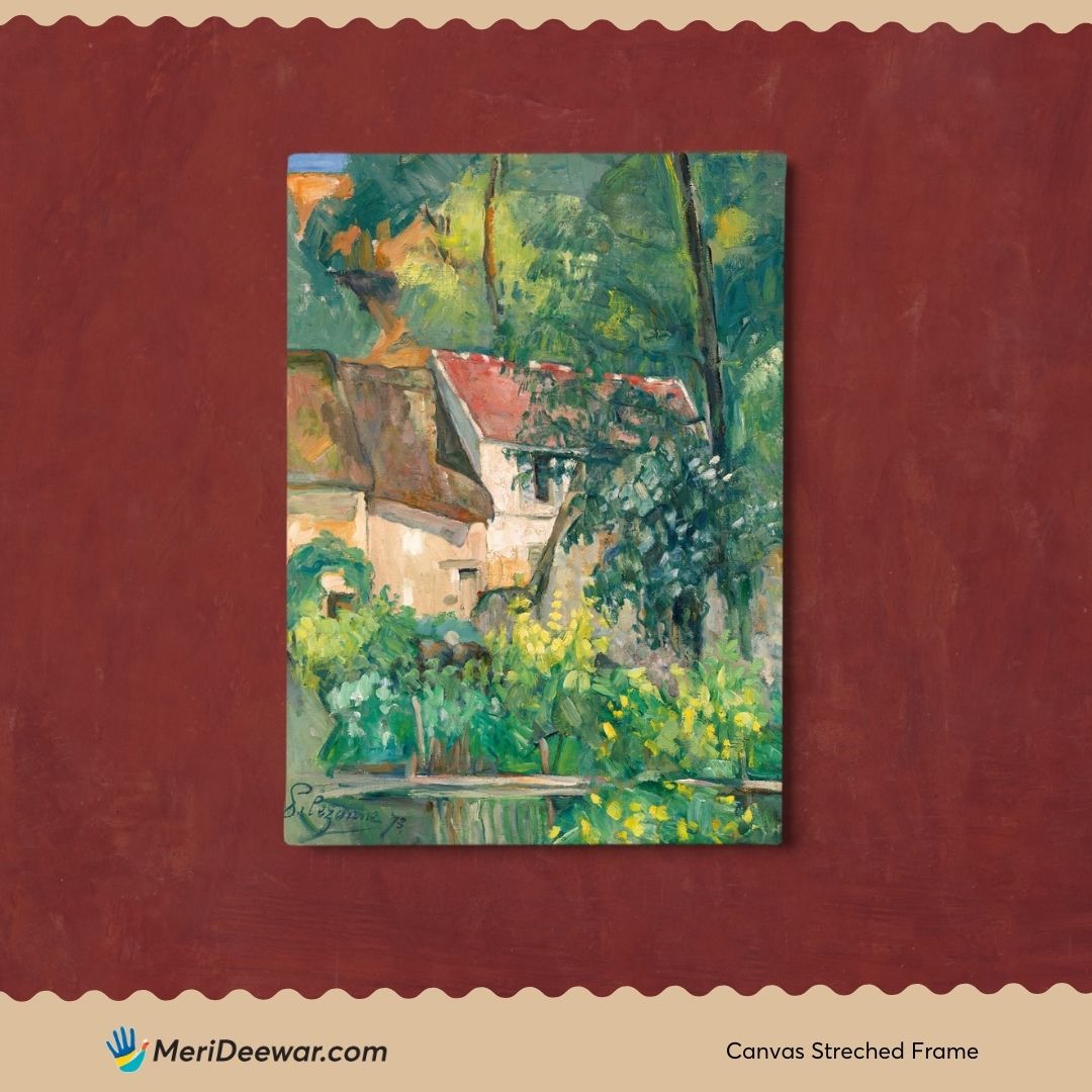 Home Nestled in Forest Painting 3 : 4 Vertical New Premium Wall Art Canvas by MeriDeewar