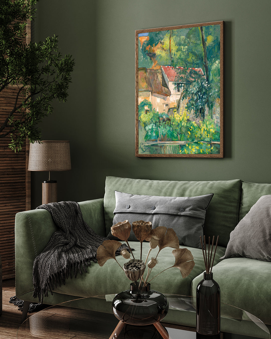 Home Nestled in Forest Painting 3 : 4 Vertical New Premium Wall Art Canvas by MeriDeewar