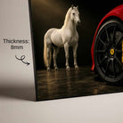 "Horse and Supercar" Automotive Art Poster | Vertical Borderless Art Frame Poster Premium Wall Art Canvas by MeriDeewar