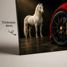 "Horse and Supercar" Automotive Art Poster | Vertical Borderless Art Frame Poster Premium Wall Art Canvas by MeriDeewar