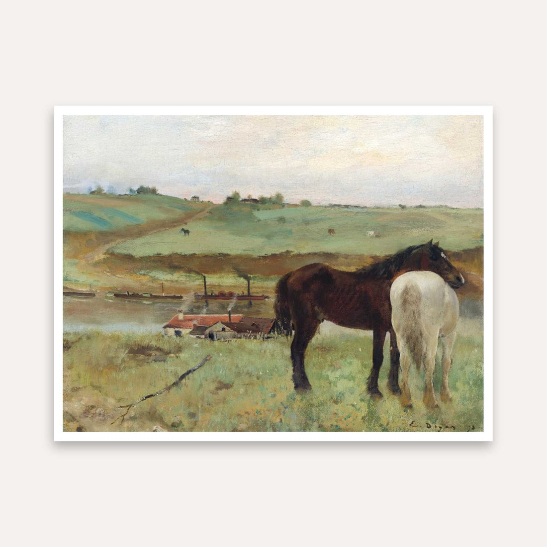 Horse Painting for Living Room | Edgar Degas Horses in Meadow | Giclée Fine Art Print 5 : 4 Horizontal Premium Wall Art Canvas by MeriDeewar