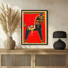 Horse Painting for Living Room | Jamini Roy Folk Art | MeriDeewar Wall Art 2 : 3 Vertical Premium Wall Art Canvas by MeriDeewar