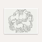 Horse Painting for Living Room | Line Art 4 Horses Wall Art | Vastu Horse Decor | MeriDeewar 5 : 4 Horizontal Premium Wall Art Canvas by MeriDeewar