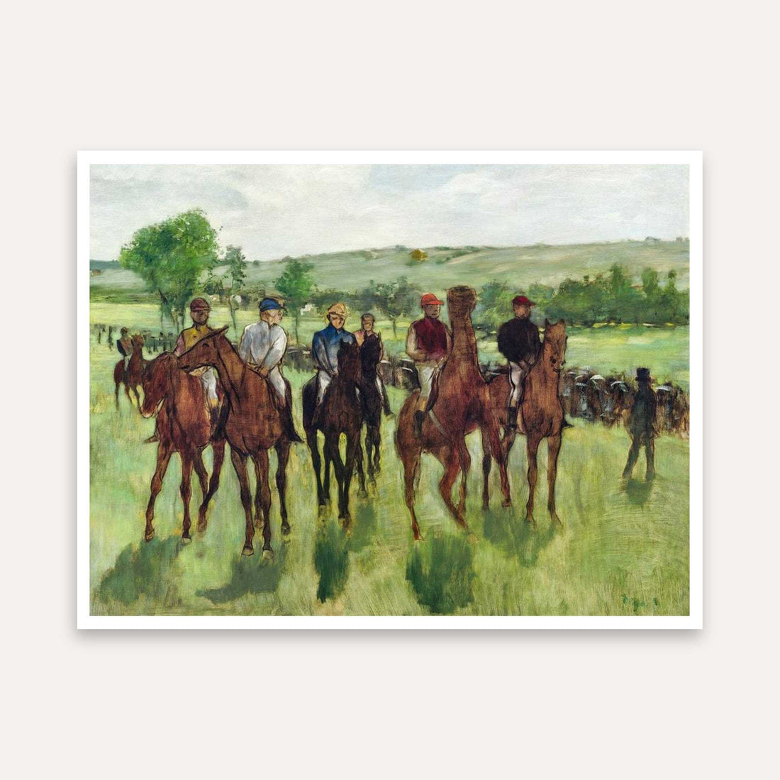 Horse Riding Painting for Living Room | Edgar Degas Impressionist Wall Art | Giclée Print 4 : 3 Horizontal Premium Wall Art Canvas by MeriDeewar