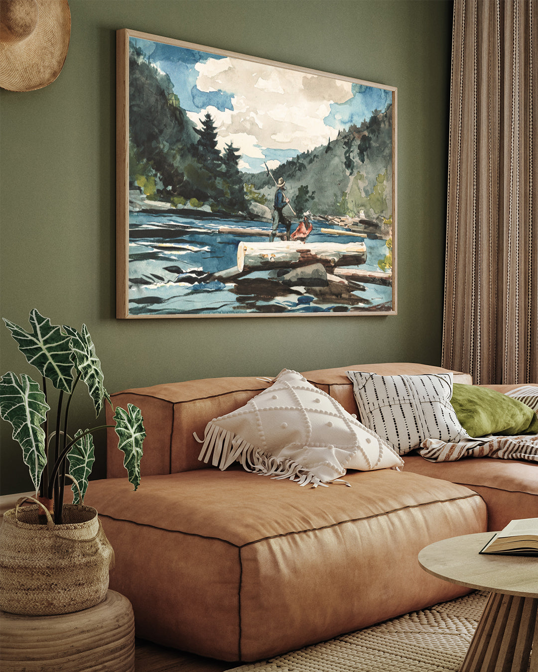 Hudson River Logging Painting by Winslow Homer 3 : 4 Horizontal New Premium Wall Art Canvas by MeriDeewar
