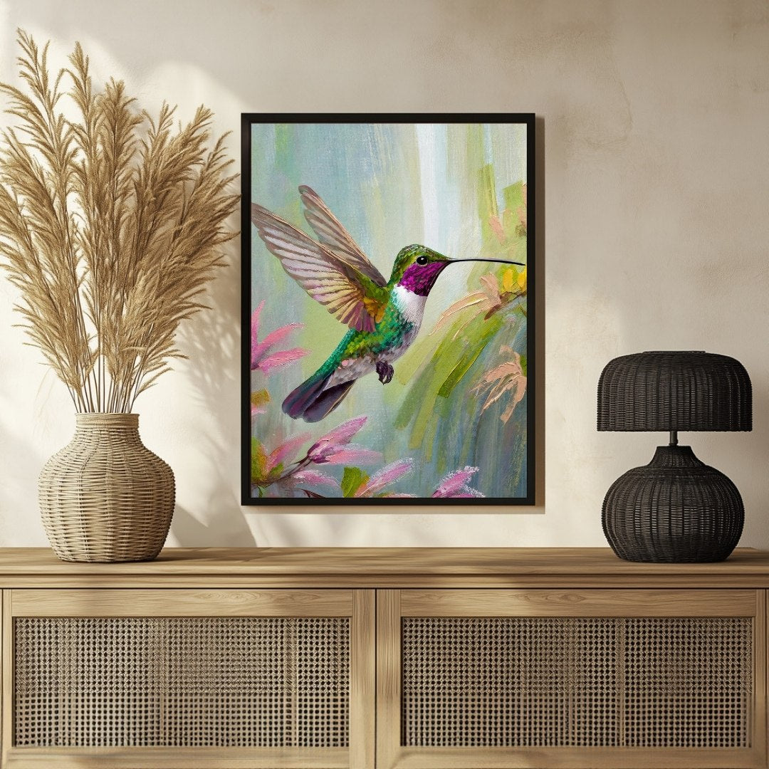 Humming bird Abstract - Stunning Wall Art from MeriDeewar 3 : 4 Vertical New Premium Wall Art Canvas by MeriDeewar