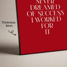 "I Never Dreamed Of Success" Motivational Quote Poster | Vertical Borderless Art Frame Poster Premium Wall Art Canvas by MeriDeewar