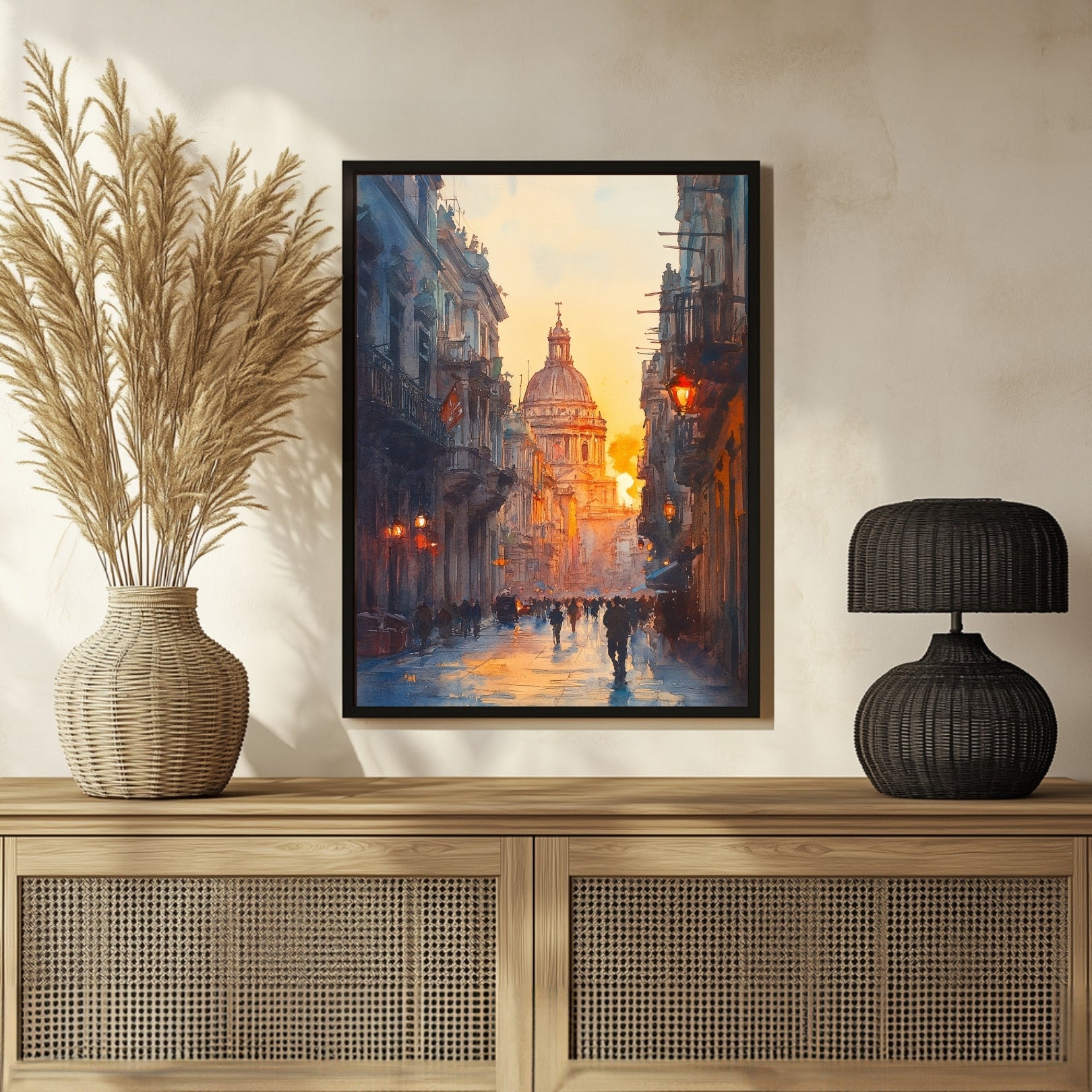 Iconic Cityscapes: Watercolor Masterpieces 3 : 4 Vertical New Premium Wall Art Canvas by MeriDeewar