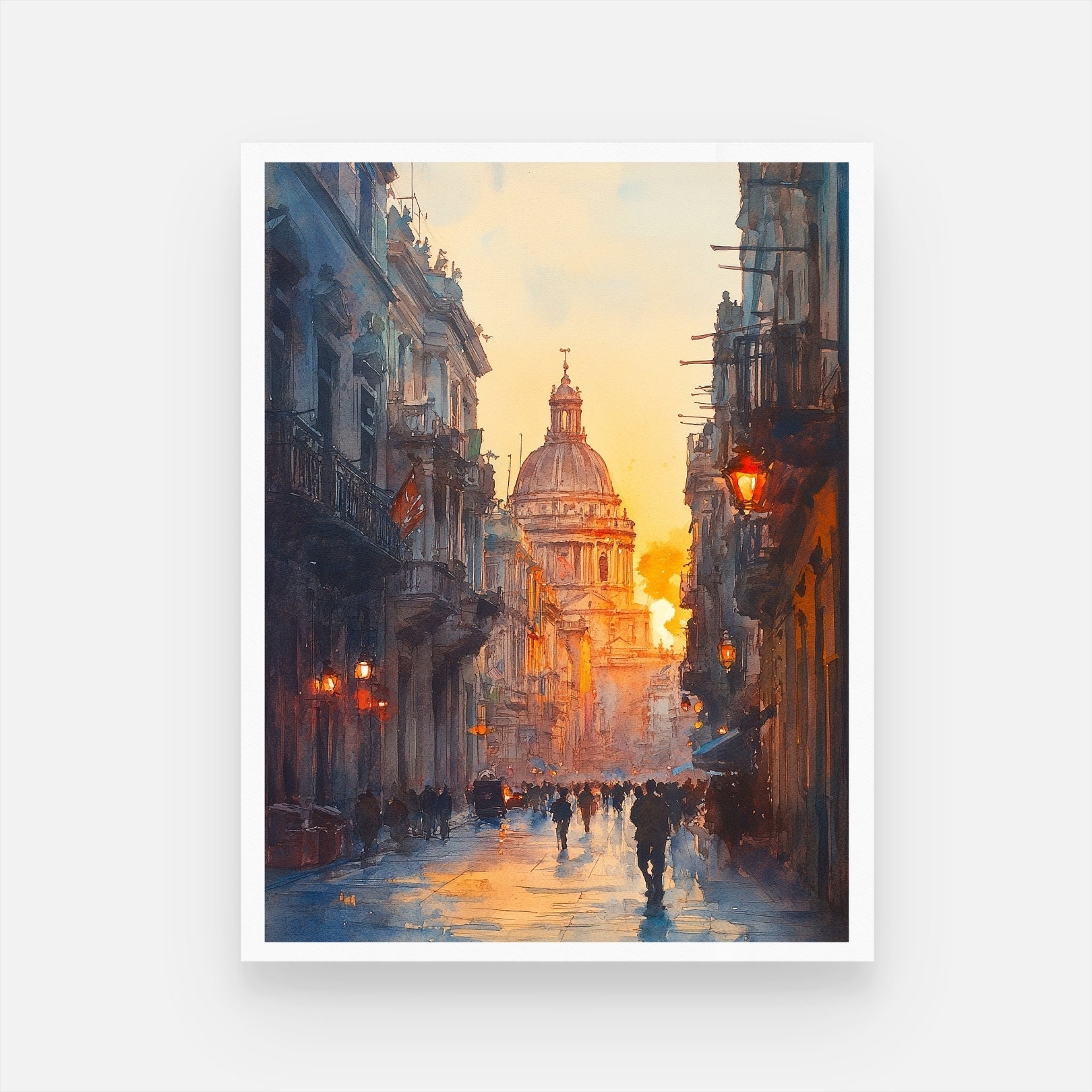 Iconic Cityscapes: Watercolor Masterpieces 3 : 4 Vertical New Premium Wall Art Canvas by MeriDeewar