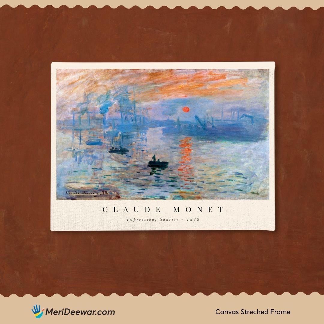 Impression, Sunrise Painting By Claude Monet 3 : 4 Horizontal New Premium Wall Art Canvas by MeriDeewar