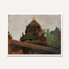 Impressionist Ancient Stone Temple Oil Painting | Horizontal Framed Print 4 : 3 Horizontal Premium Wall Art Canvas by MeriDeewar