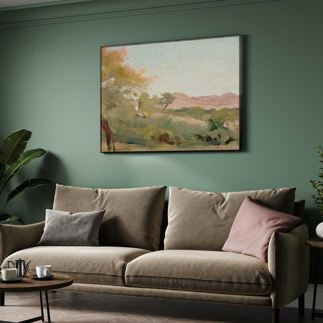 Impressionist Countryside Landscape Oil Painting | Horizontal Framed Print 4 : 3 Horizontal Premium Wall Art Canvas by MeriDeewar