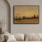 Impressionist Golden Hour Landscape Oil Painting | Horizontal Framed Print 4 : 3 Horizontal Premium Wall Art Canvas by MeriDeewar
