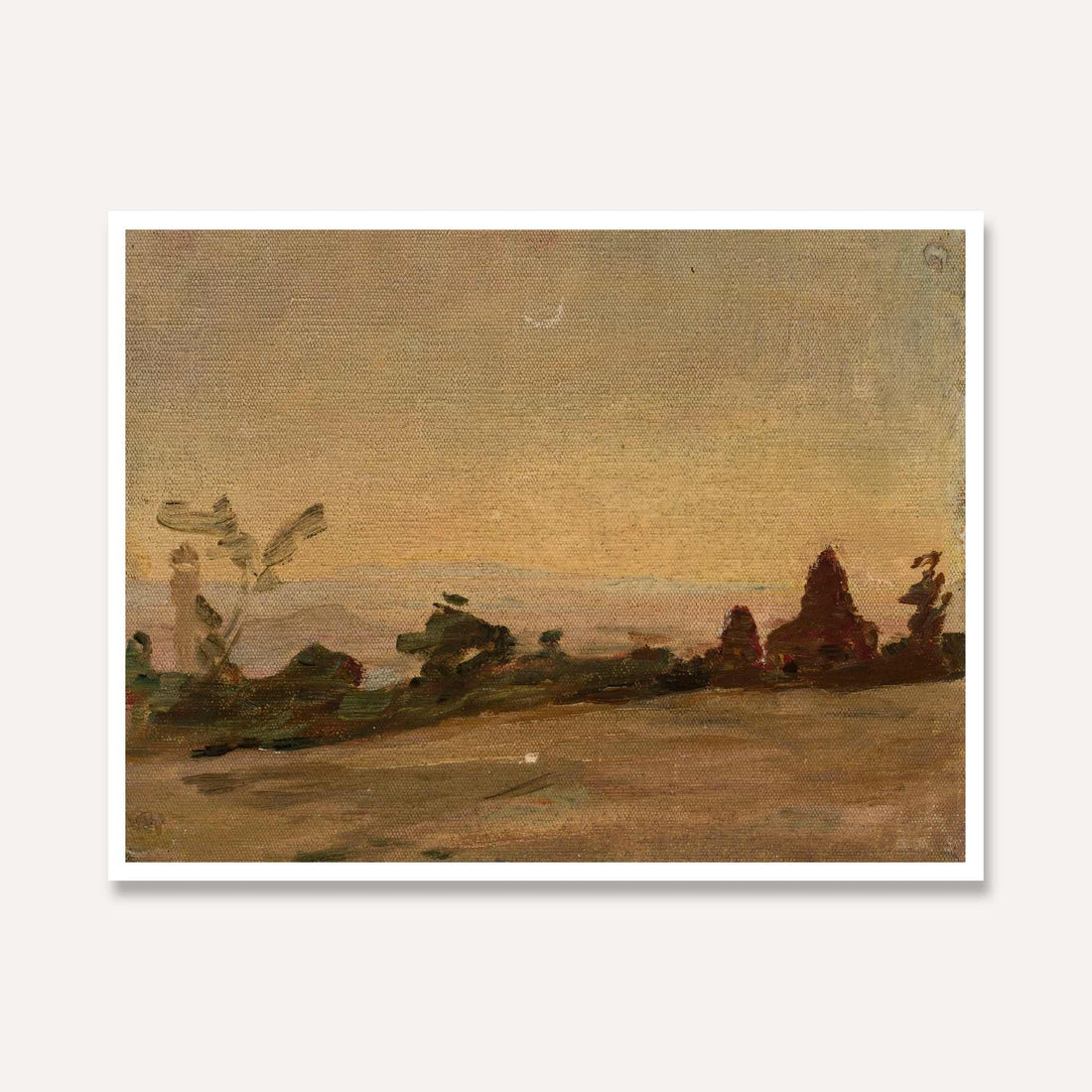 Impressionist Golden Hour Landscape Oil Painting | Horizontal Framed Print 4 : 3 Horizontal Premium Wall Art Canvas by MeriDeewar